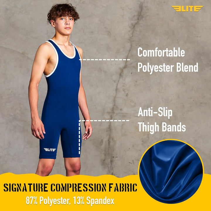 Elite Sports Men’s wrestling singlets, Standard Singlet for Men Wrestling Uniform Navy L, Navy L