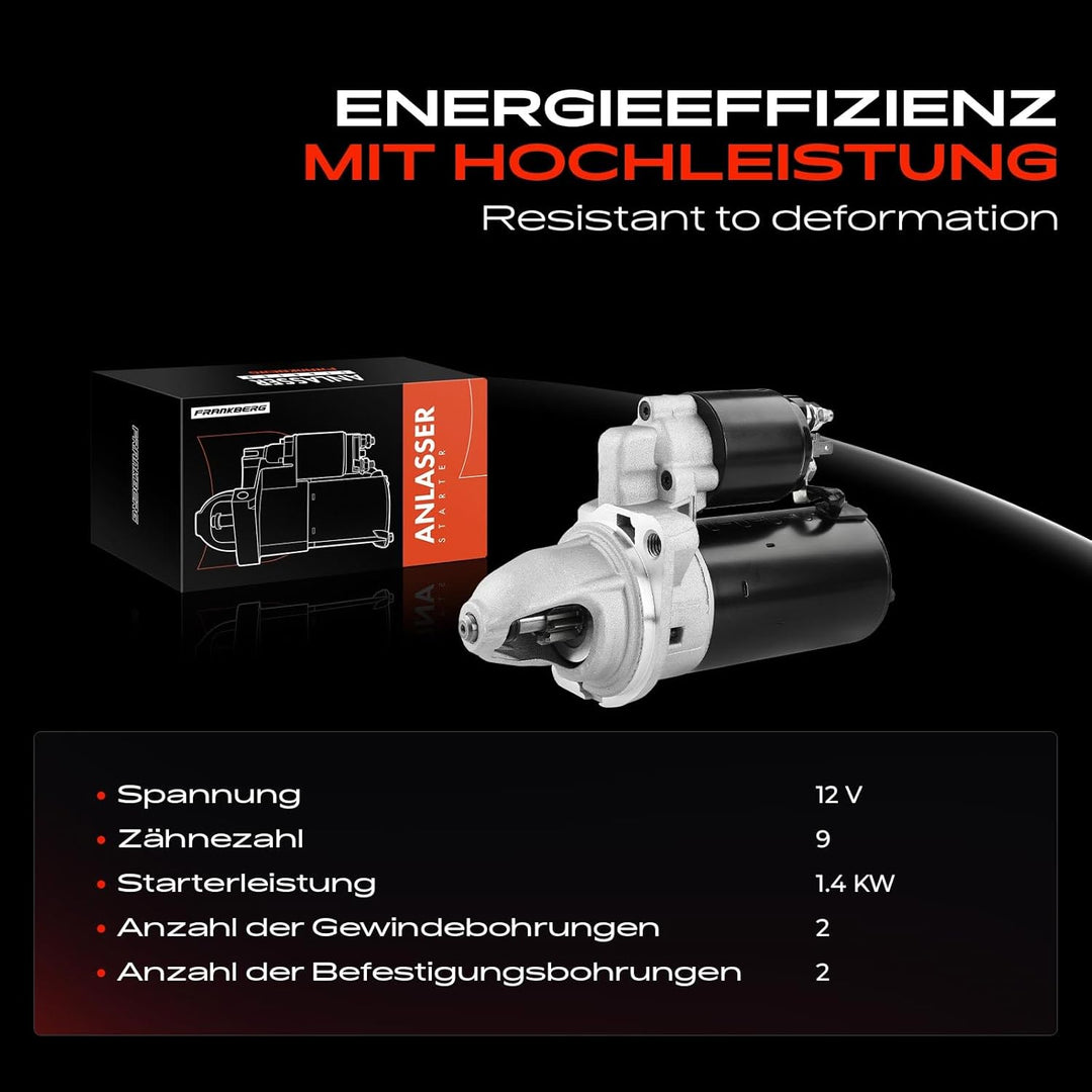 Frankberg Anlasser Starter 1.4KW Kompatibel mit 140 2.0L 1968-1975 240 2.0L-2.3L 1974-1993 340-360 2