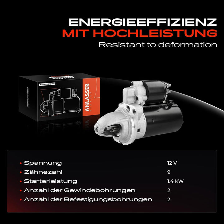 Frankberg Anlasser Starter 1.4KW Kompatibel mit 140 2.0L 1968-1975 240 2.0L-2.3L 1974-1993 340-360 2