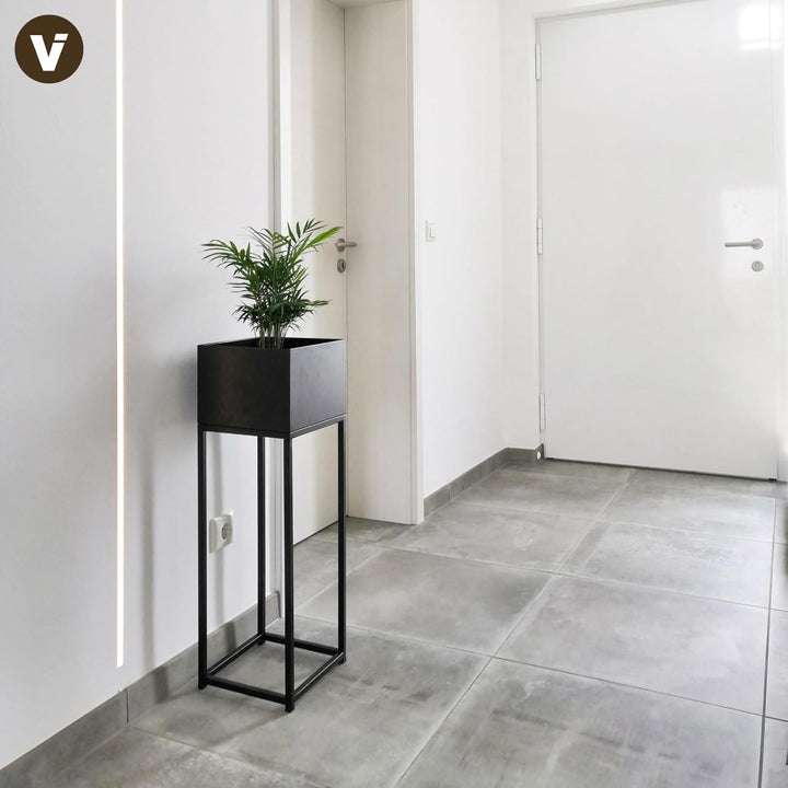 VIVANNO Blumentopf auf Ständer mit Beinen Füssen Elevate Square 79 cm, Schwarz, 79x25x25 cm Square