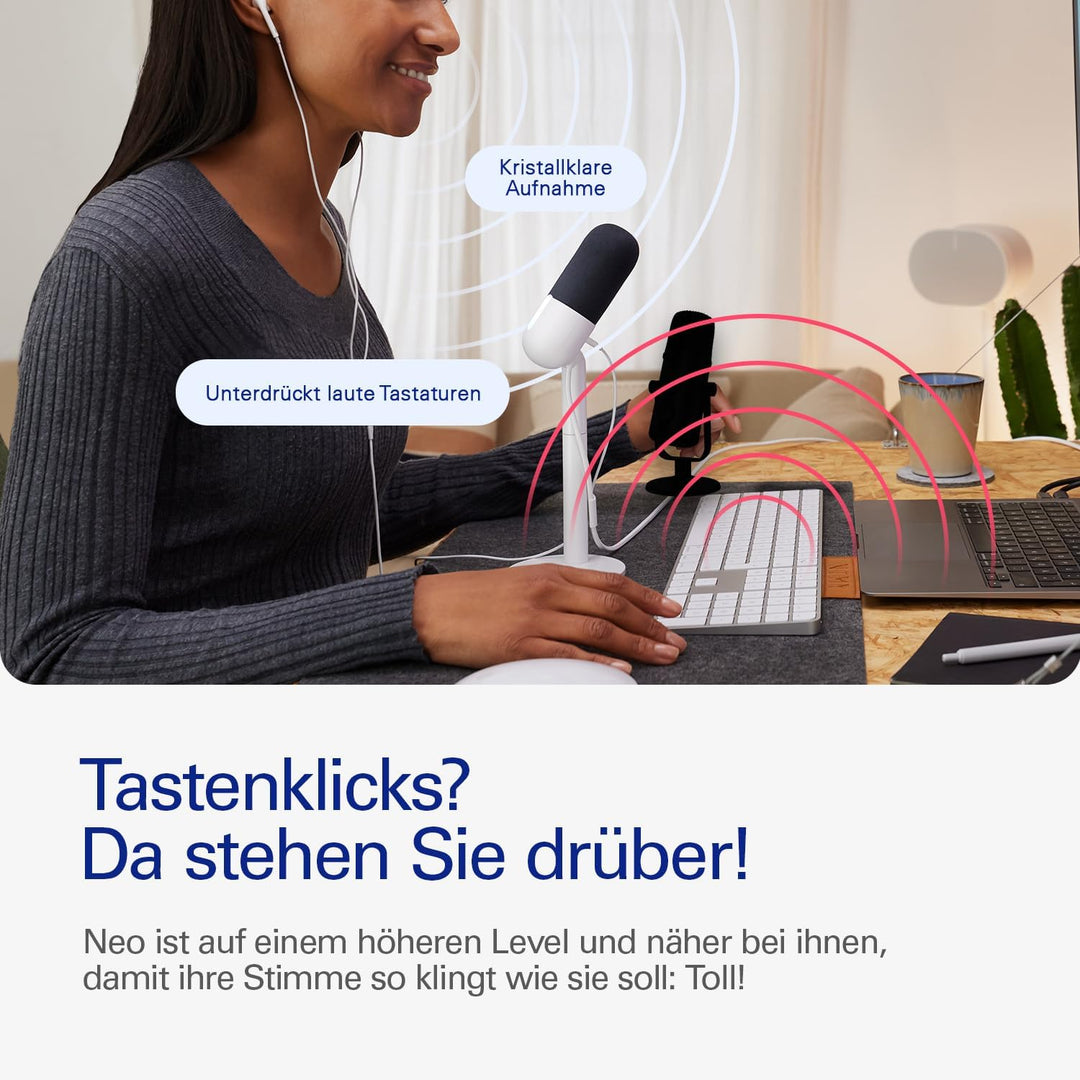 Elgato Wave Neo – USB Kondensatormikrofon, Stummschalten per Tippen, für Gaming, Streaming, Konferen