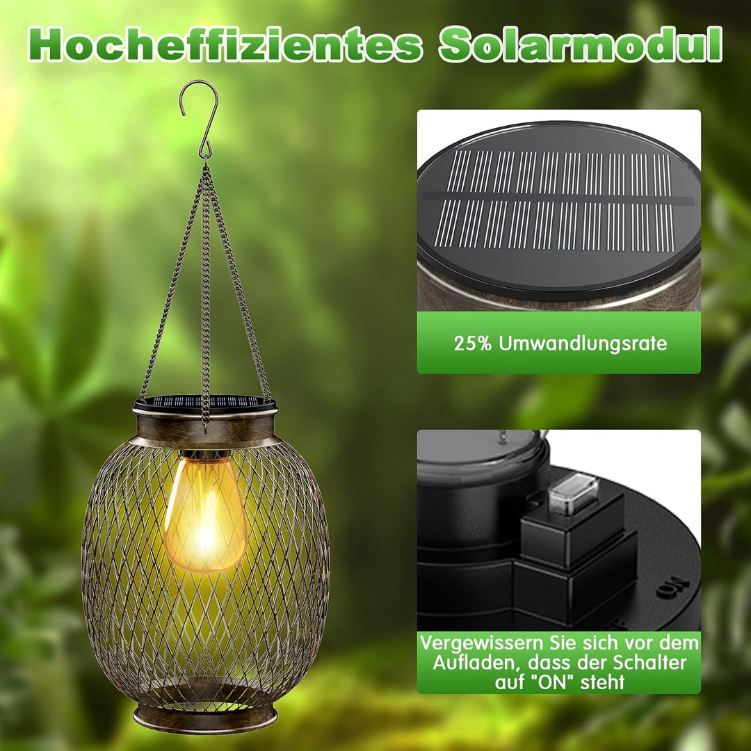 Solarlampen für Aussen, Ortiny 2 Stück IP65 Wasserdicht Metall Solarlampen für Aussen Garten Decorat