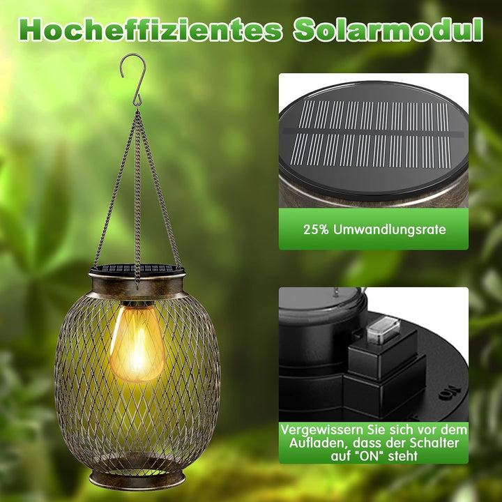 Solarlampen für Aussen, Ortiny 2 Stück IP65 Wasserdicht Metall Solarlampen für Aussen Garten Decorat