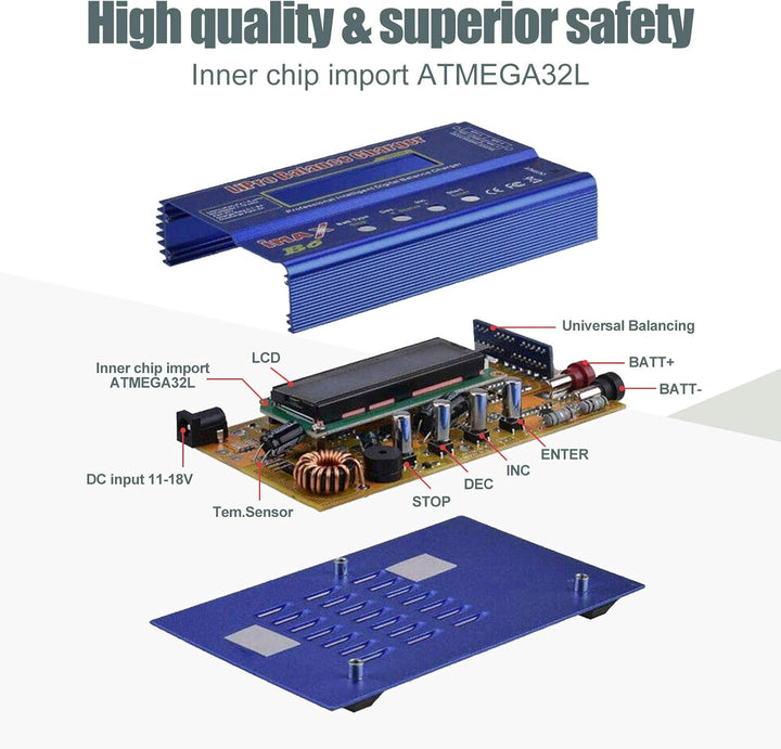 RUIZHI Lipo Ladegerät, 80W 6A Professional Balance High Power Ladegerät fü für LiPo/Li-Ion/Life (1-6