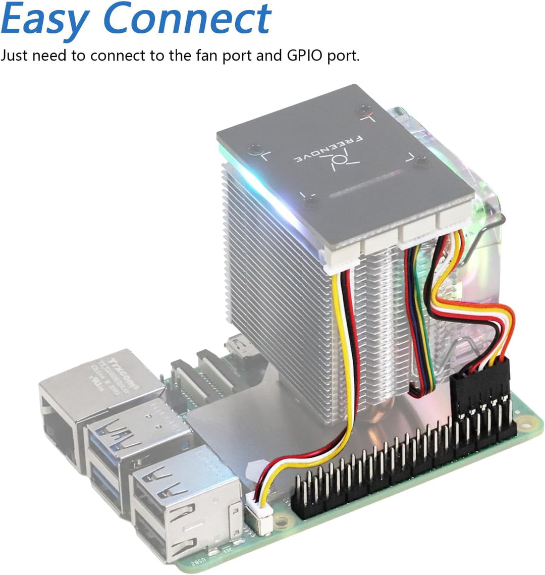 Freenove Active Cooler for Raspberry Pi 5, Fan Tower Cooler, Aluminum Heatsink with Heat Pipe, PWM C