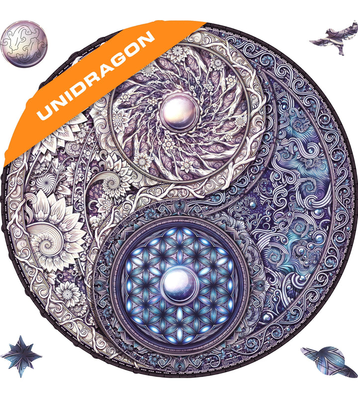 UNIDRAGON Original Holzpuzzle — Mandala Overarching Opposites, 700 Teile, Royal Grösse 17.7x17.7 Zol