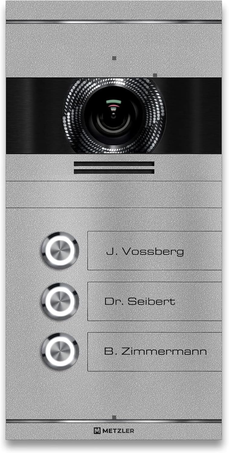 Metzler VDM10 2.0 Video -Türsprechanlage LAN POE – 3 Familienhaus Türklingel in RAL9007 Graualuminiu