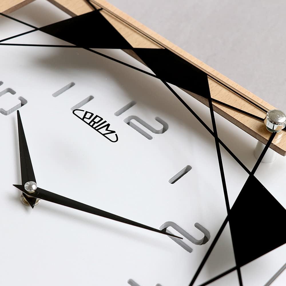 PRIM Modern White Wooden Wall Clock - Wanduhr 30CM, Moderne quadratische Wanduhr. Holzwanduhr mit Mu