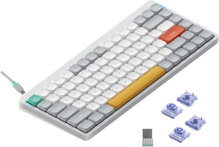 nuphy Air75 V2 Kabellose mechanische Tastatur, 84 Tasten RGB Hot-Swap Tastatur, unterstützt Bluetoot