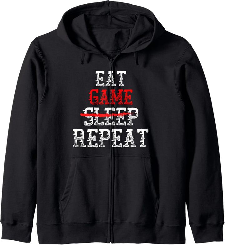 Spiel essen KEIN SCHLAF Wiederholen Sie die erweiterte Gaming-Sitzung Meme Gamer Kapuzenjacke