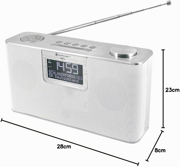 Soundmaster DAB700WE tragbares Radio DAB+ und UKW USB MP3 und Bluetooth Streaming Metallgehäuse weis