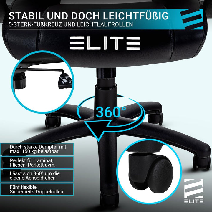 ELITE Gaming Stuhl MG100 Exodus | Ergonomischer Bürostuhl - Schreibtischstuhl - Chefsessel - Sessel