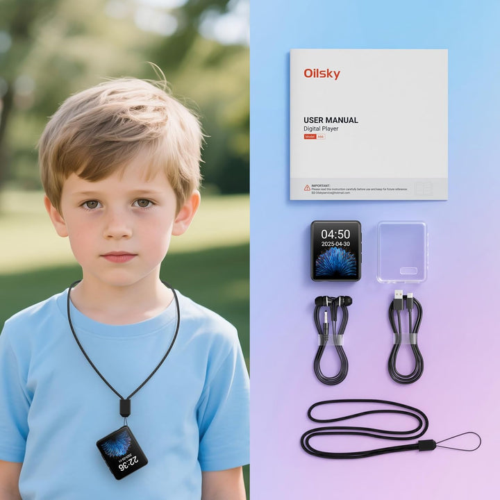 MP3-Player mit Bluetooth, 128GB Musik-Player, eingebauter Lautsprecher und FM-Radio, 1,8 Zoll Mini T