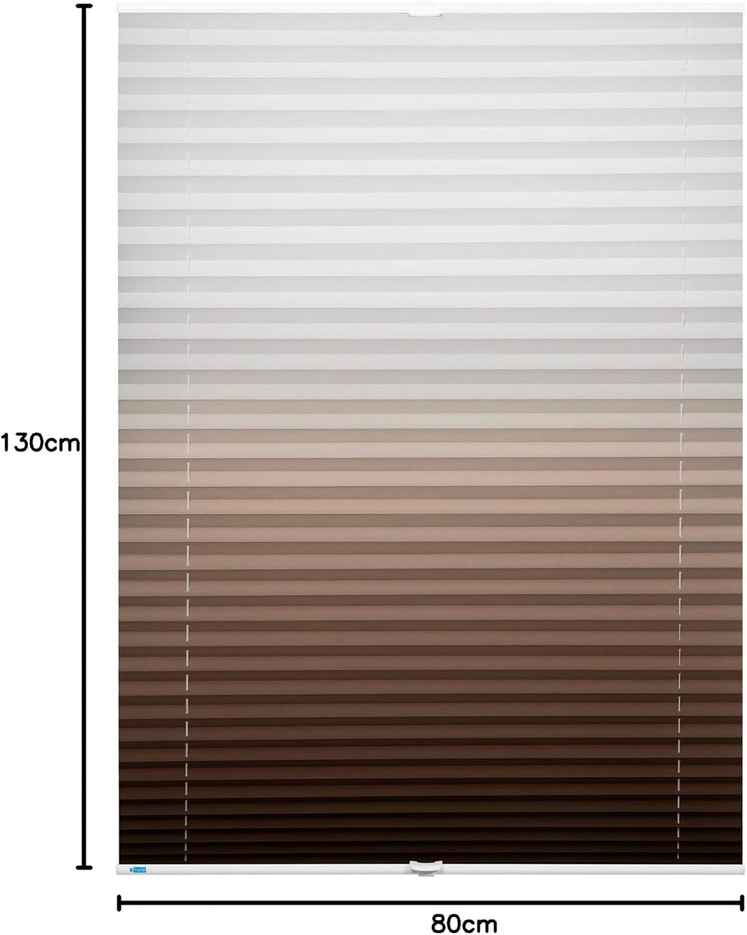 K-home Klemmfix-Plissee Farbverlauf Braun 80cm x 130cm (B x L) 80 x 130 cm Braun, 80 x 130 cm Braun