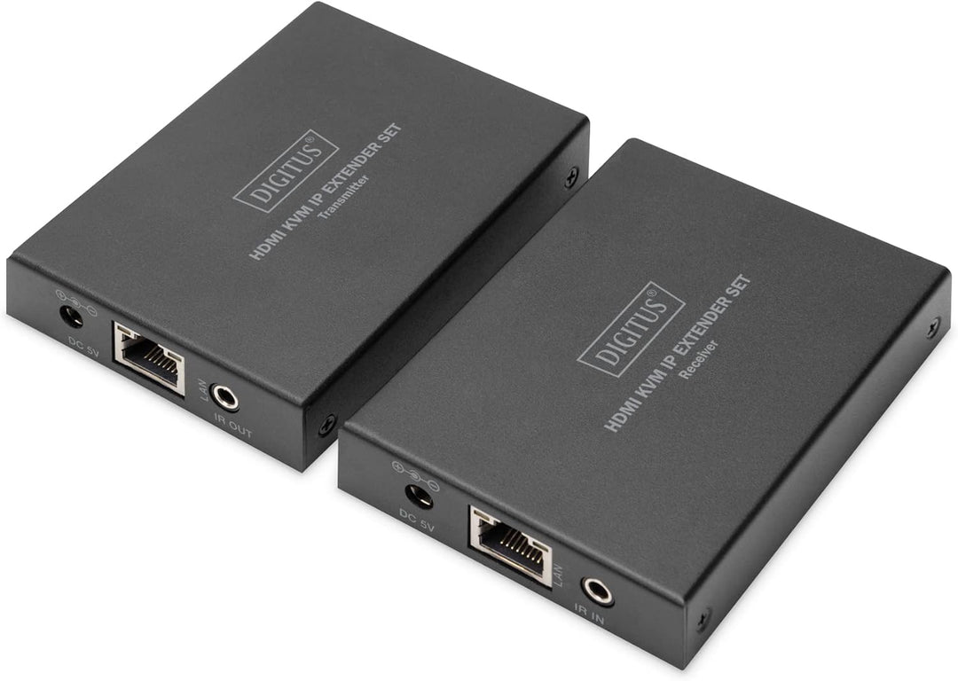 DIGITUS HDMI KVM Extender Set über IP 150 m, Full HD 1080p Full-HD / 2K@60Hz LAN IP-fähig - 1x Out -