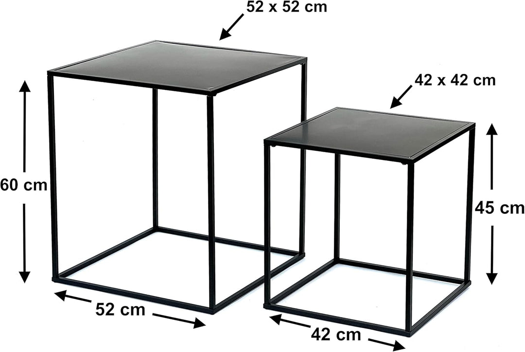DanDiBo Couchtisch Schwarz Metall 2er Set Beistelltisch Wohnzimmer 96252 Tisch Beistelltisch 52 cm u