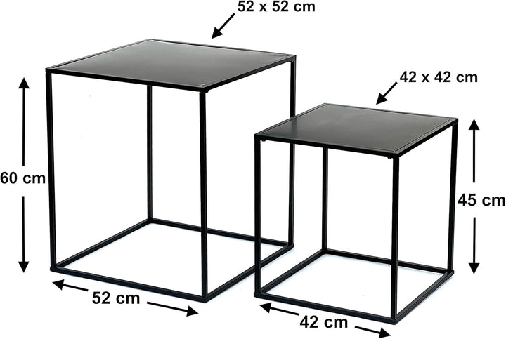 DanDiBo Couchtisch Schwarz Metall 2er Set Beistelltisch Wohnzimmer 96252 Tisch Beistelltisch 52 cm u