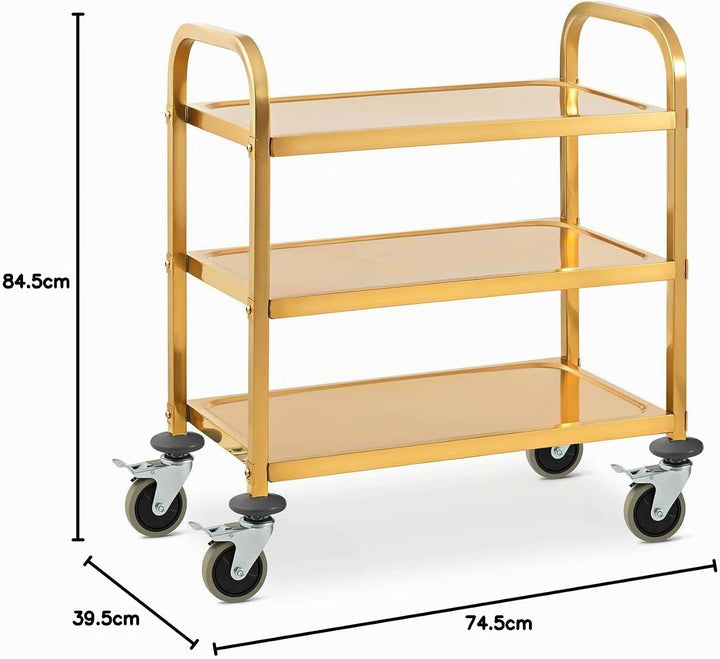 Royal Catering RCSW 2.1G Servierwagen 3 Borde 300 kg Küchenwagen Edelstahl Küchenrollwagen Servierwa