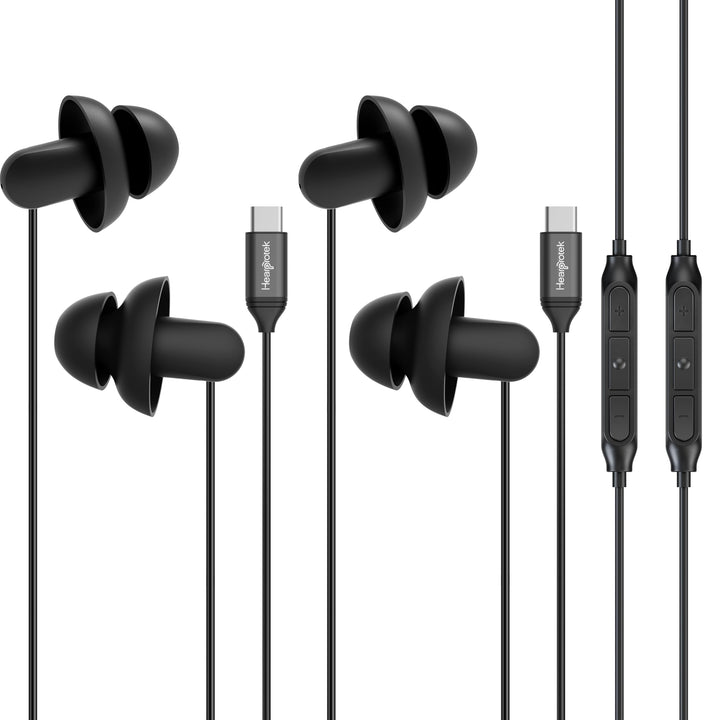 Hearprotek 2 Paar Schlaf-Ohrhörer, USB c-Kopfhörer mit Mikrofon-Silikon-Geräuschisolierung Typ c-Ohr