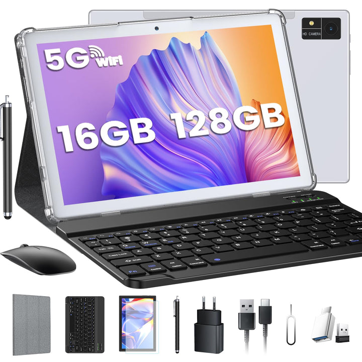 ZONKO 2025 Neueste Tablet 10 Zoll Tablets 16GB RAM+128GB ROM/TF 1TB, 5G+2.4G WLAN, 8-Core 2.0GHz, 80