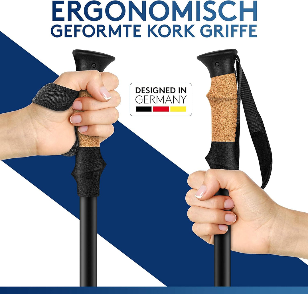 Wanderstöcke & Nordic Walking Stöcke - Teleskop Wanderstock mit Gummipuffer Set - Trekkingstöcke für