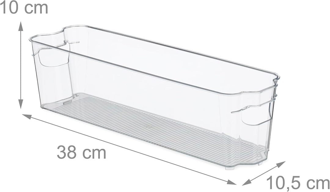 Relaxdays Kühlschrank Organizer, Aufbewahrung von Lebensmitteln, HxBxT: 10x38x10,5 cm, Küchenbox mit