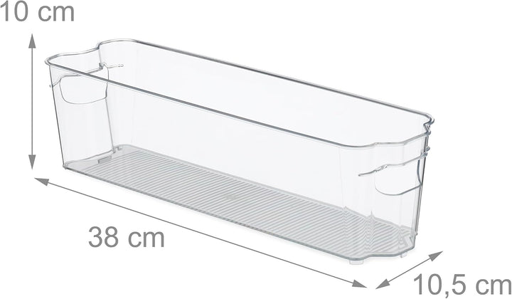 Relaxdays Kühlschrank Organizer, Aufbewahrung von Lebensmitteln, HxBxT: 10x38x10,5 cm, Küchenbox mit
