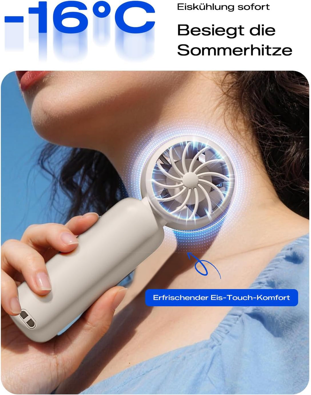 MAGIC JOHN Mini Handventilator mit Kühlung Weiss, Weiss