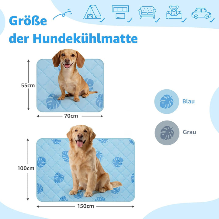 PICK FOR LIFE Kühlmatte Hund 70x55cm Waschbar, Selbstkühlende Eisseide Hundematte für Sommer, Kühlde