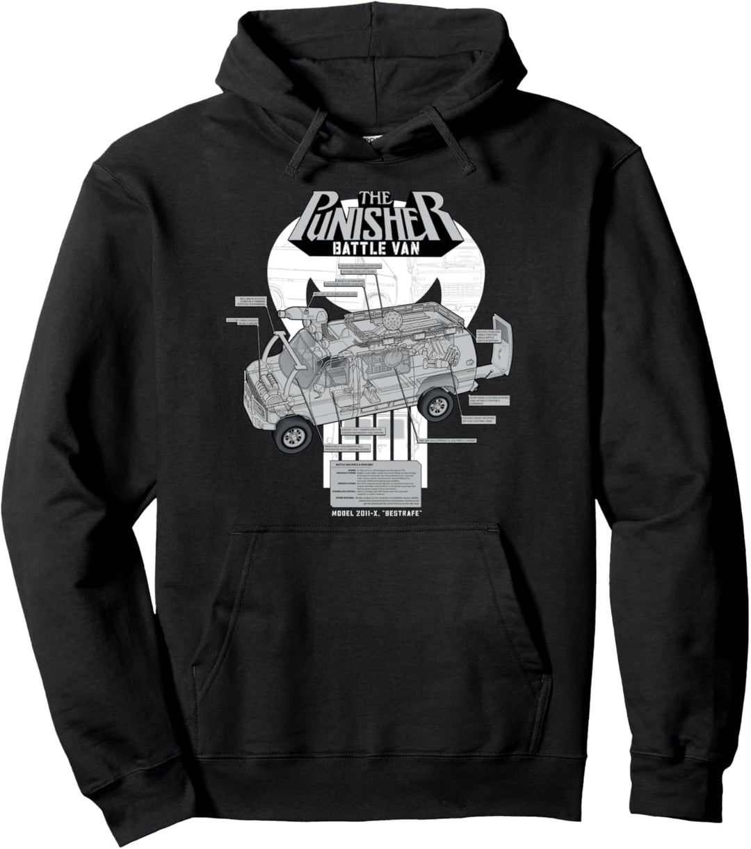 Marvel The Punisher Battle Van Schematic Pullover Hoodie