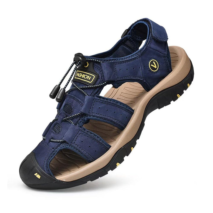Sandalen Herren Leder Strand Wandersandale Trekkingsandalen Outdoorschuhe Sommer Freizeitschuhe Wand
