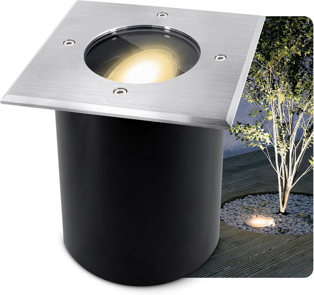 SSC-LUXon JUAVI LED Bodenstrahler schwenkbar eckig für Aussen IP67 - mit LED GU10 2W warmweiss 230V