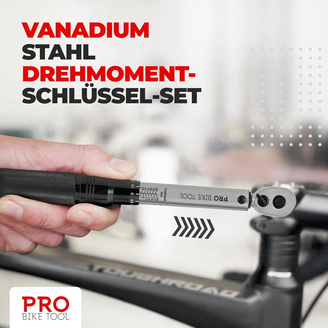 PRO BIKE TOOL Drehmomentschlüssel Fahrrad &amp; Motorrad 1/4 Zoll Antrieb mit Umschaltknarre und Verläng