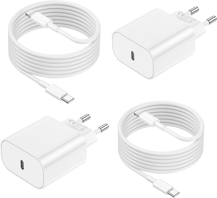 2Pack iPhone Schnellladegerät mit Ladekabel, iPhone Schnellladekebel 2m kable mit 20W USB C Ladegerä
