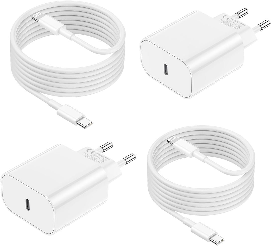 2Pack iPhone Schnellladegerät mit Ladekabel, iPhone Schnellladekebel 2m kable mit 20W USB C Ladegerä