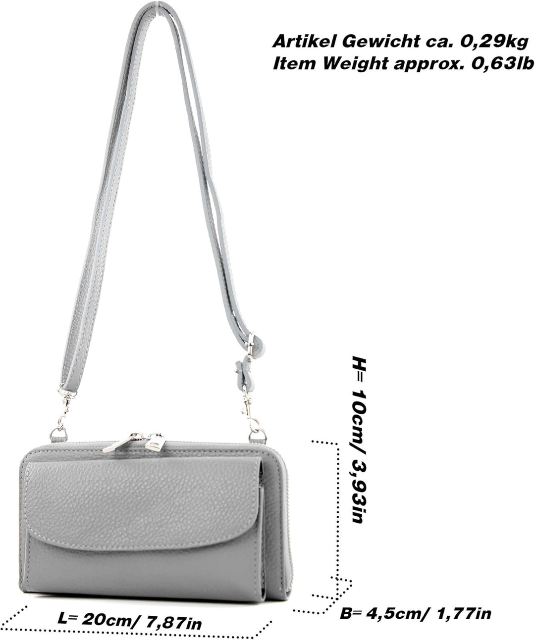 modamoda de - P05 - ital. Damen Handytasche Geldbörse Echtleder Apricot, Apricot