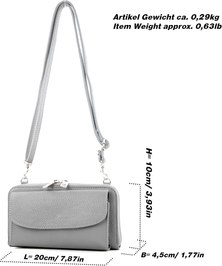 modamoda de - P05 - ital. Damen Handytasche Geldbörse Echtleder Apricot, Apricot
