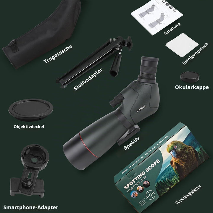 Spektive für Zielschiessen - HD Spektiv mit Stativ Tragetasche &amp; Smartphone Halterung - BAK4 Spektiv