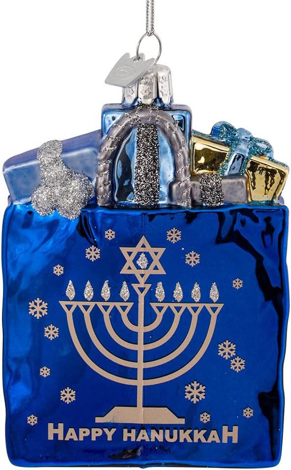 Kurt Adler 10,2 cm Noble Gems Happy Hanukkah Glas Geschenk Tüte Ornament