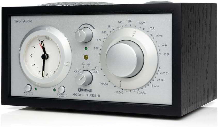 Tivoli Audio Model Three Bluetooth UKW-/MW-Radiowecker (Schwarz / Silber), Schwarz / Silber
