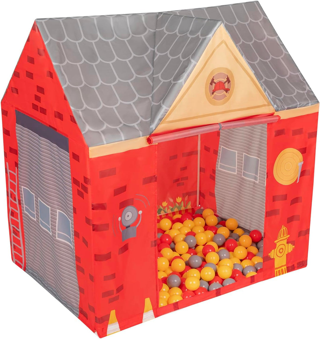 Spielhaus Spielzelt Feuerwehrhaus Mit 200 Bälle Faltbares Für Kinder Realistisches Design Langlebige