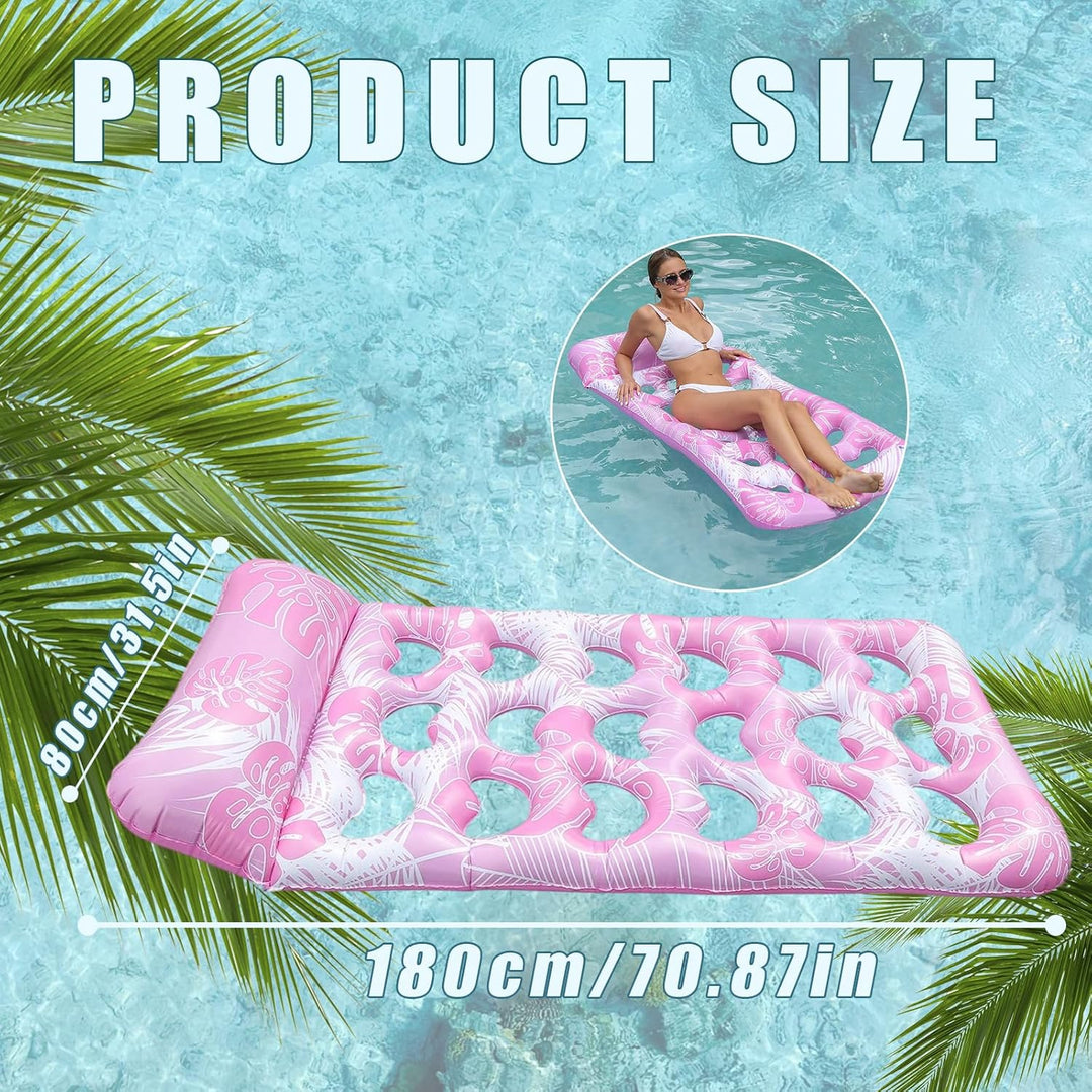 Aufblasbare Pool-Flösse – Aufblasbare Luftmatratze Pool in Pink, Schwimmende Matte mit Kopfstütze fü