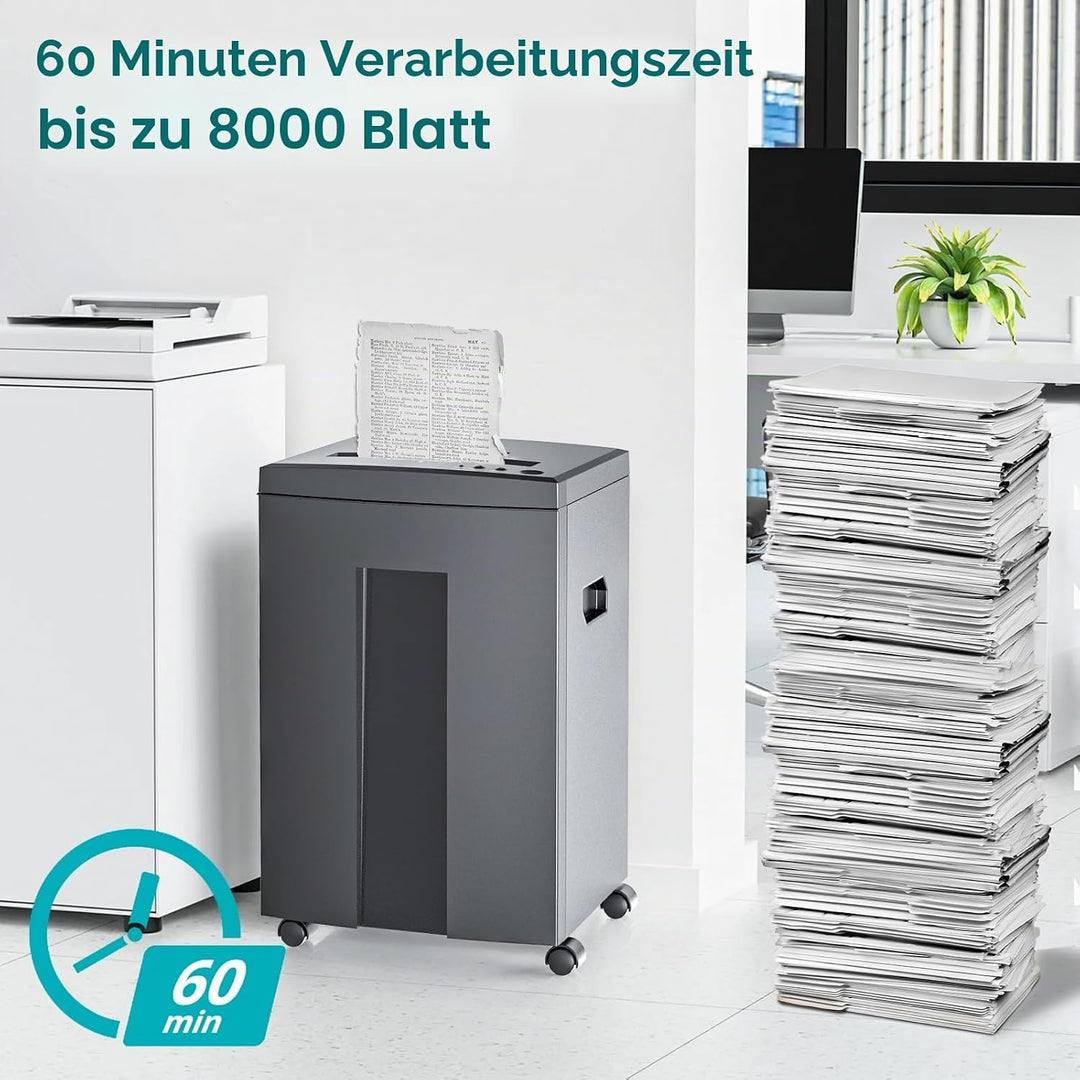 WOLVERINE 18-Blatt-P4-Hochsicherheits-Aktenvernichter mit 60 Minuten Laufzeit, Super-Kreuzschnitt, f
