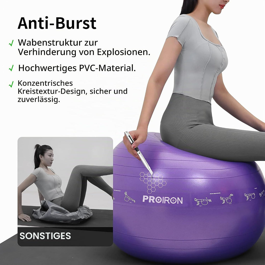 PROIRON Gymnastikball Pezziball Sitzball Trainingsball Fitnessball &amp; Balance für Core-Training mit P