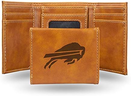 Rico Industries NFL Laser Engraved Tri-Fold Wallet, Brown Buffalo Bills, Buffalo Bills