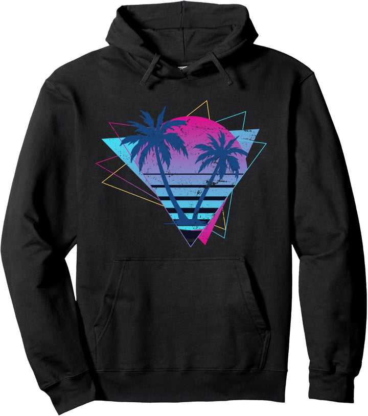 Palmen 90er Synthwave Aesthetic Retro Kunst Vaporwave Pullover Hoodie