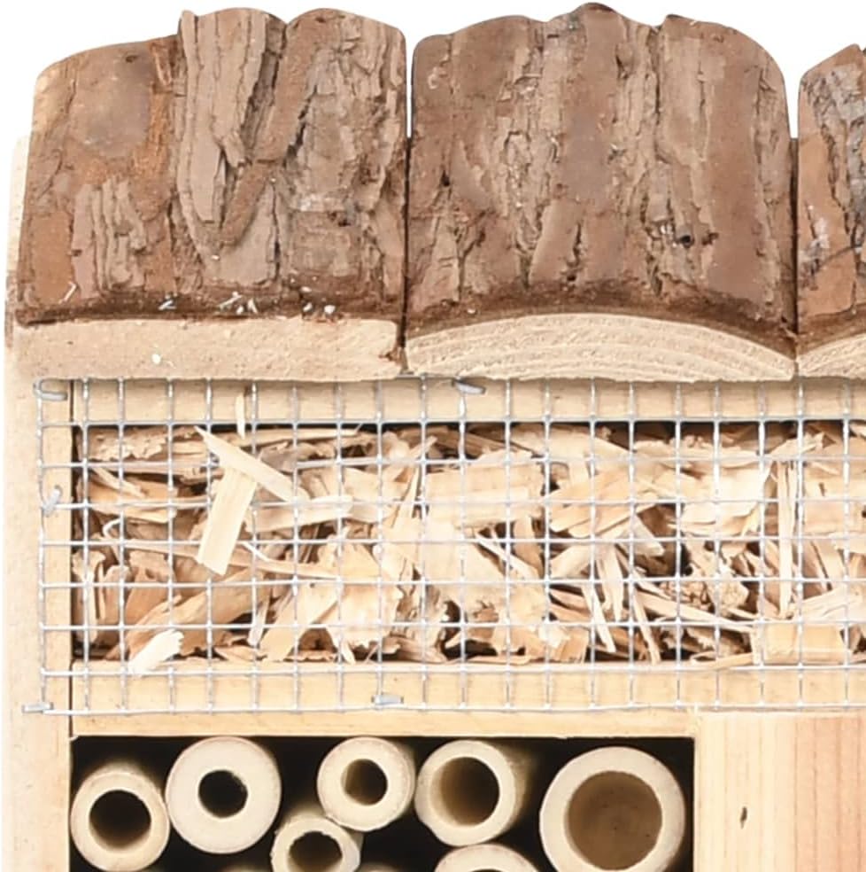 Insektenhotel aus Tannenholz 30x10x30 cm mit Schmetterlingsschlitz, Nistkasten und Unterschlupf für