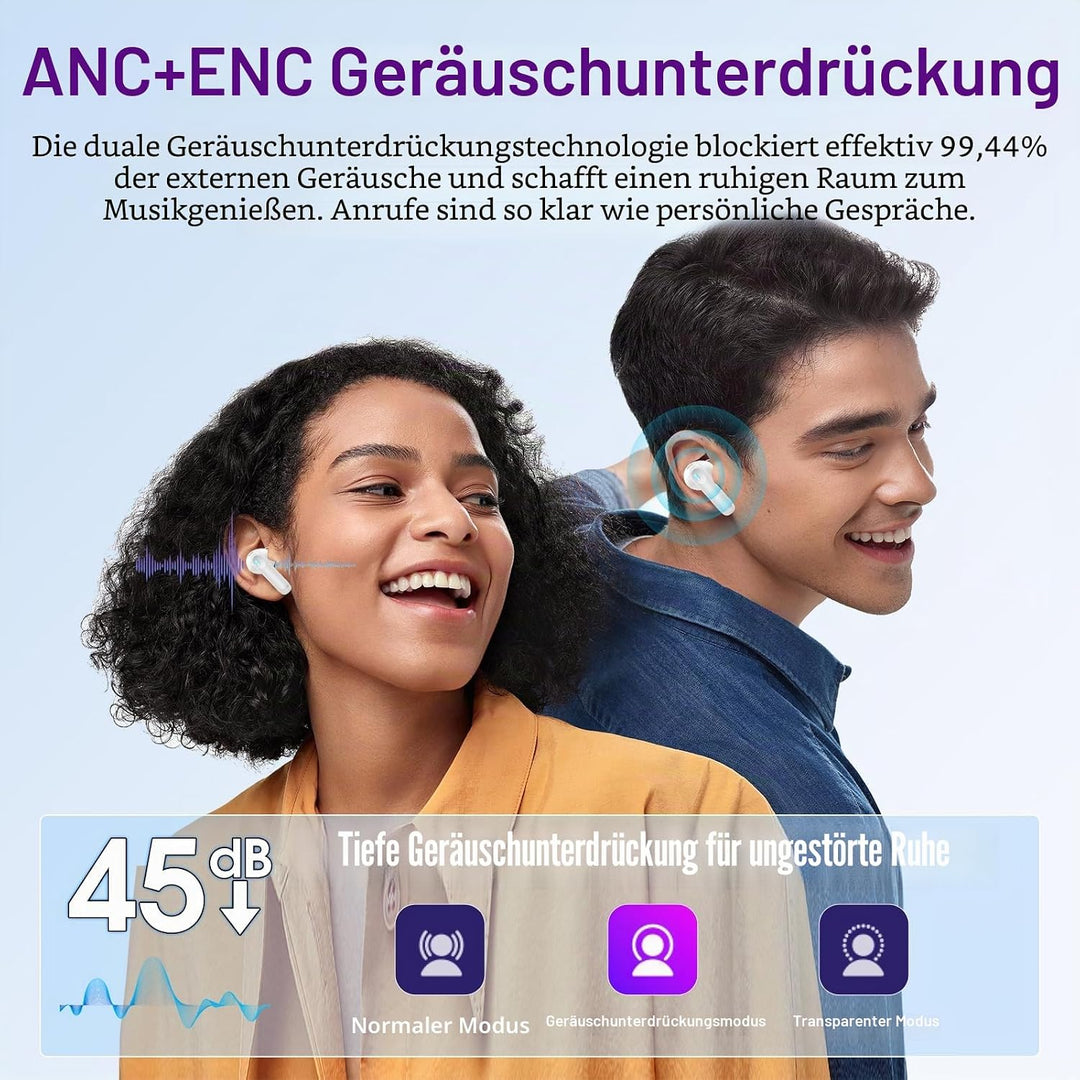 Touchscreen Bluetooth Kopfhörer, 2026 In Ear Kopfhörer Kabellos Bluetooth 5.4 mit ANC+ENC Noise Canc