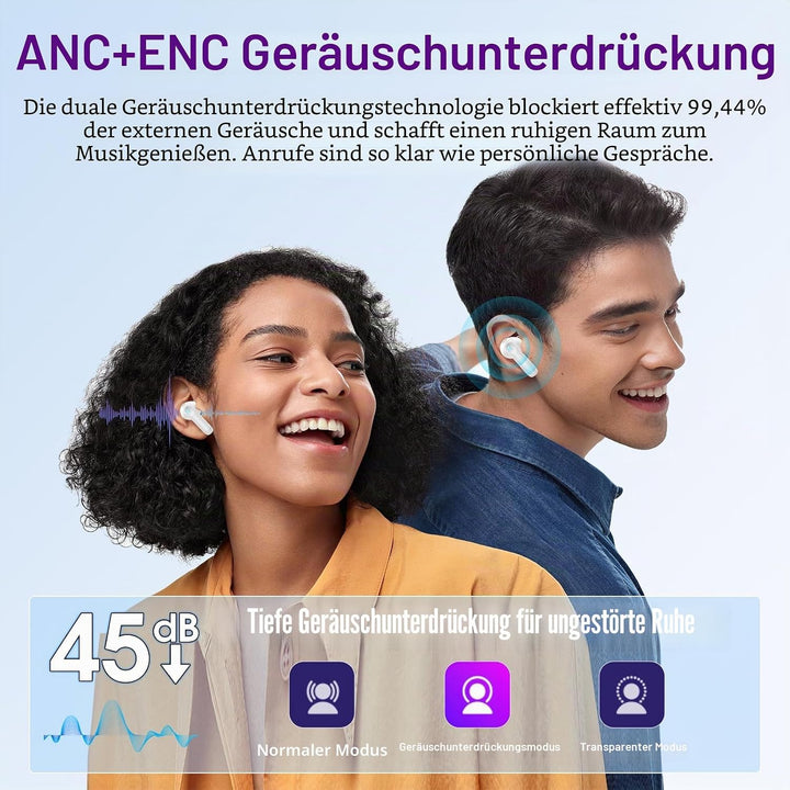 Touchscreen Bluetooth Kopfhörer, 2026 In Ear Kopfhörer Kabellos Bluetooth 5.4 mit ANC+ENC Noise Canc