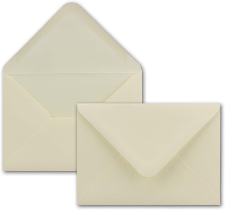 300 DIN C6 Brief-Umschläge Creme 11,4 x 16,2 cm 100 g/m² Nassklebung Brief-Hüllen ohne Fenster für E